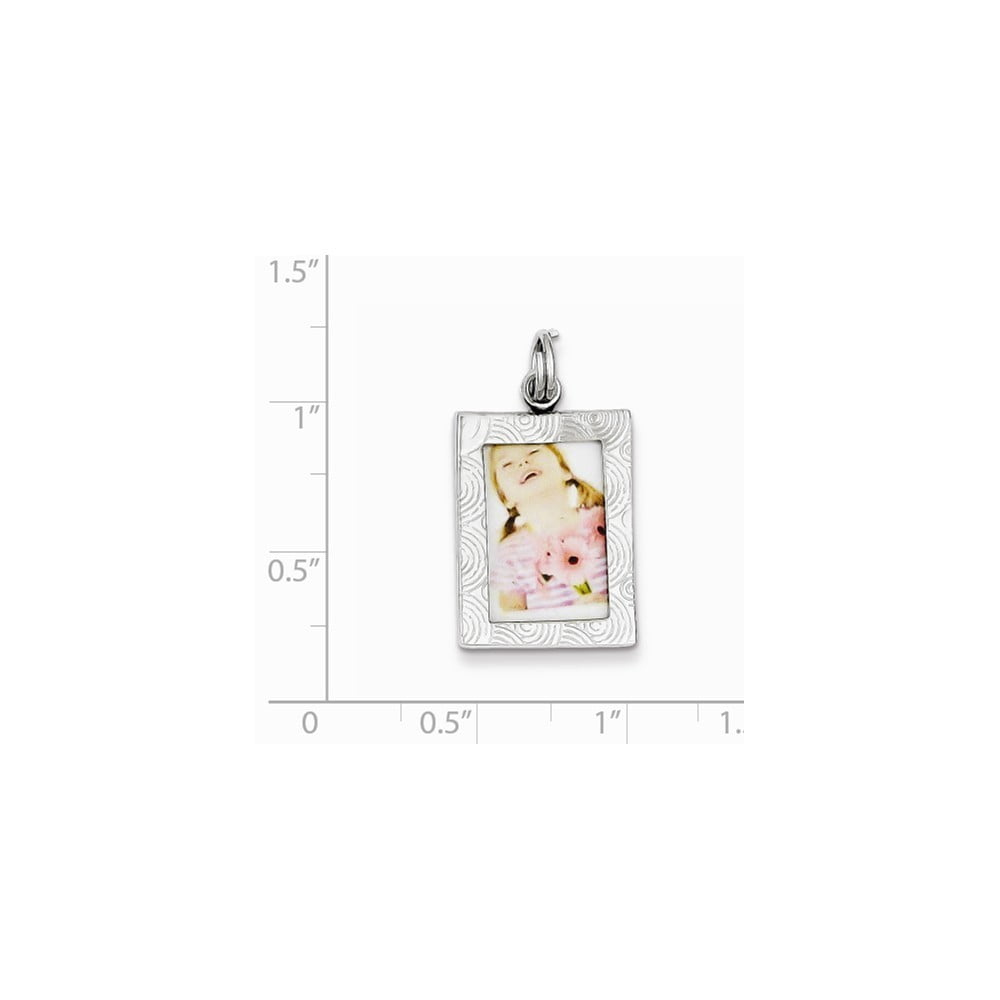 Sterling Silver Polished Picture Frame Charm - 2.5 Grams - Measures 27.5x15.05mm Wide