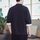 thumbnail image 4 of Camisas De Mezclilla Para Hombre Camiseta de manga corta de algodón con cuello Retro para hombre, ropa Tang, placa con hebilla, camiseta informal de algodón transpirable Hanfu para hombre (Black, XL), 4 of 5