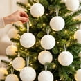 thumbnail image 5 of 12PC White Fluffy Christmas Pom Pom Ball Ornament, 2.36Inch Plush Fuzzy Hanging Balls, Christmas Tree Decorations, Holiday Hanging Pendants for Wreath, Mantel, Window, Indoor Xmas Home Party Decor, 5 of 7