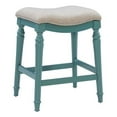 thumbnail image 2 of Pemberly Row Saddle Polyester Upholstery Wood Counter Stool in Blue - Set of 3, 2 of 10