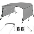 thumbnail image 1 of Grey 4 Bow Bimini Top Boat Cover with 1" Aluminum Alloy Frame, Including 2 Straps, 2 Adjustable Rear Support Pole, Zippered Storage Boot, PU Coating Canvas, 1 of 6