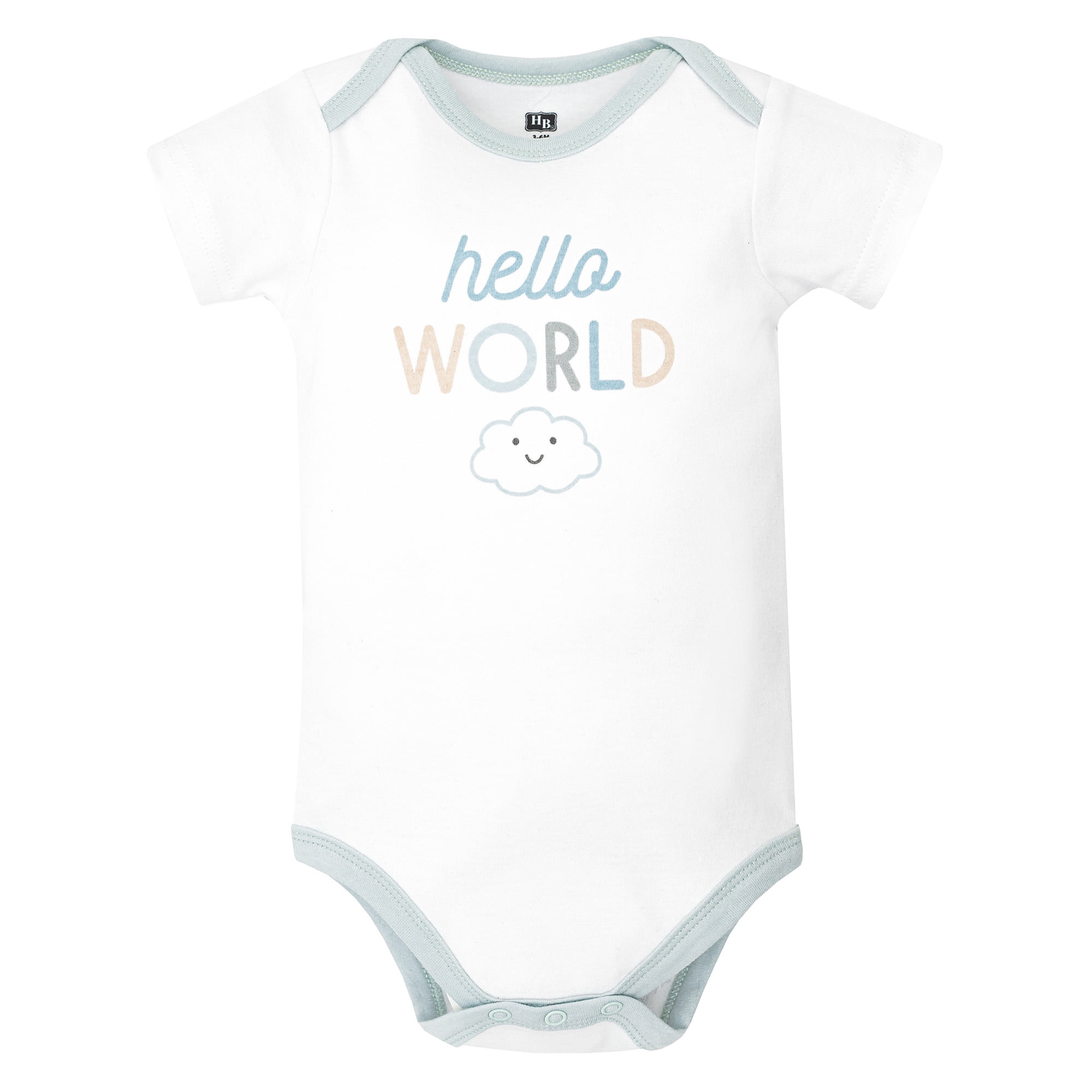 Hudson Baby Infant Cotton Bodysuits 5-Pack, Hello World Clouds, 18-24 Months