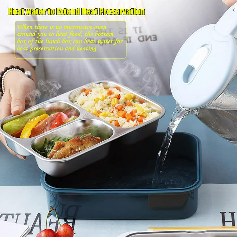 Portable Thermos 304 stainless steel insulated lunch box leakproof sealed  bucket student lunch box multi-layer Round bento box