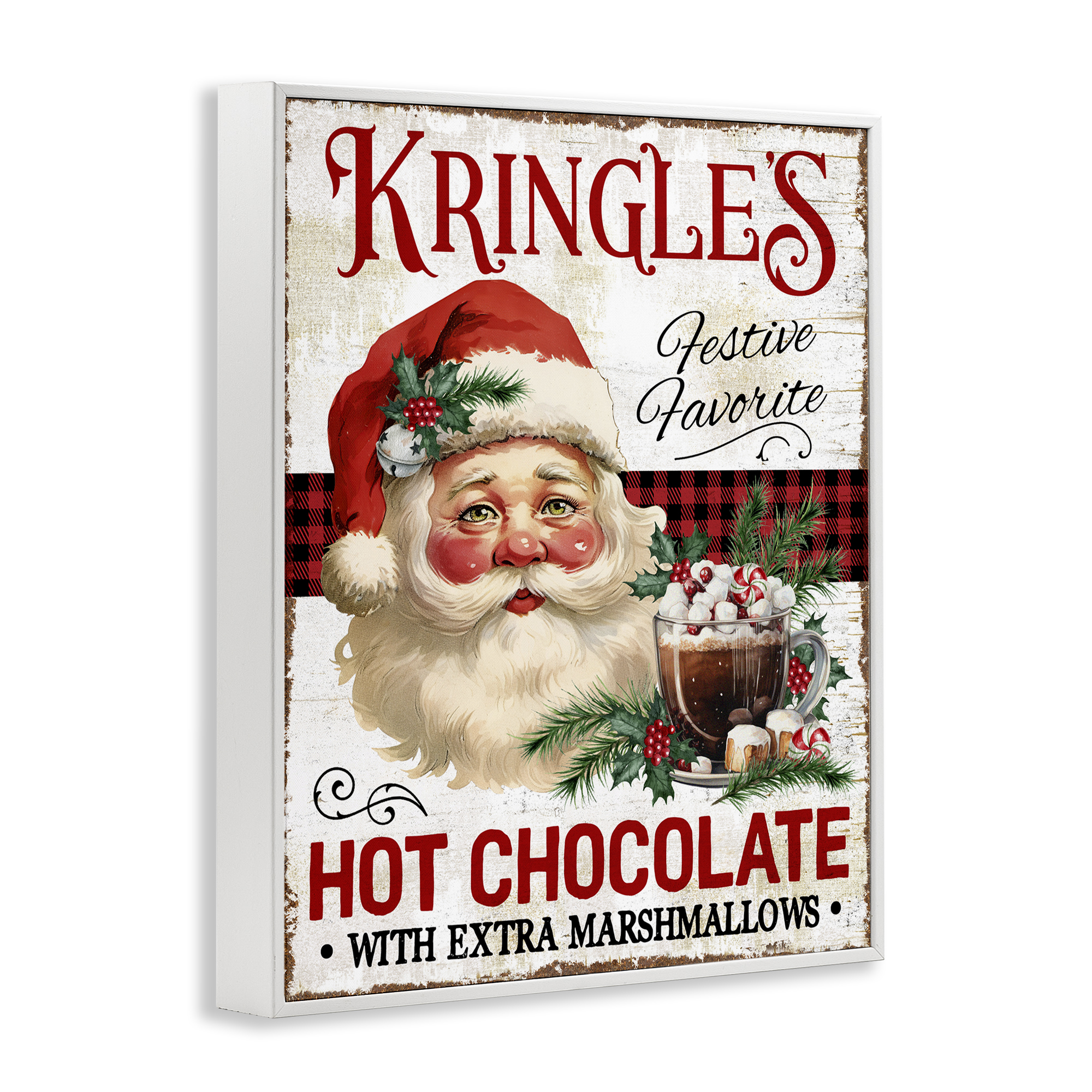 Stupell Industries Kringle's Hot Chocolate Holiday Painting White Framed Art Prints Wall Art, 16 x 20