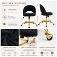 thumbnail image 4 of Ktaxon Office Desk Chair Adjustable Flannel Computer Task Chair Small Rolling Vanity Stool with Wheels for Study Make-up Dressing Black, 4 of 11
