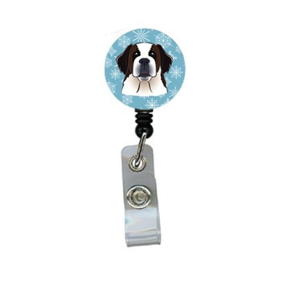 Carolines Treasures BB1680BR Snowflake Saint Bernard Retractable Badge Reel