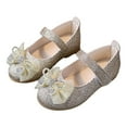 thumbnail image 4 of Quealent Girls Mary Jane Dress Shoes Low Heel Glitter Patent Bow Kids Party Wedding Flower Girl School Shoes(Toddler/Little/Big Kid) Gold for Size 8.5, 4 of 7