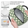 thumbnail image 3 of Honeii Daisy Plaid Green Print Insulated Lunch Bag Women Reusable Lunch Box with Pocket for Work Picnic Travel -One Size, 3 of 6