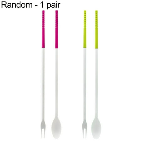 

Papaba Food Chopsticks 1 Pair Cook Non-slip Durable Hot Pot Chopsticks with Fork And Spoon