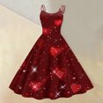 thumbnail image 2 of LWavelet Valentine's 2026 Short Sleeve Heart Polka Dot Dress, Women's Rose Accent Flowy A Line Casual Sundresses Wine M, 2 of 4