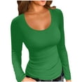 thumbnail image 3 of Women's Casual Fall Solid Color Long Sleeve Round Neck Blouse Shirt Top Loose Fit Tunic Pullover Soft Plain Tops for Business Casual Work Office Vacation Travel Outfits Fashion Essential Gift for Wom, 3 of 8