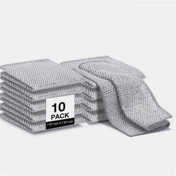 Non-Scratch Wire Dishwashing Rags - Reusable Steel Wool Scrubbers for Kitchen, Pots, Pans & More (10PCS)
