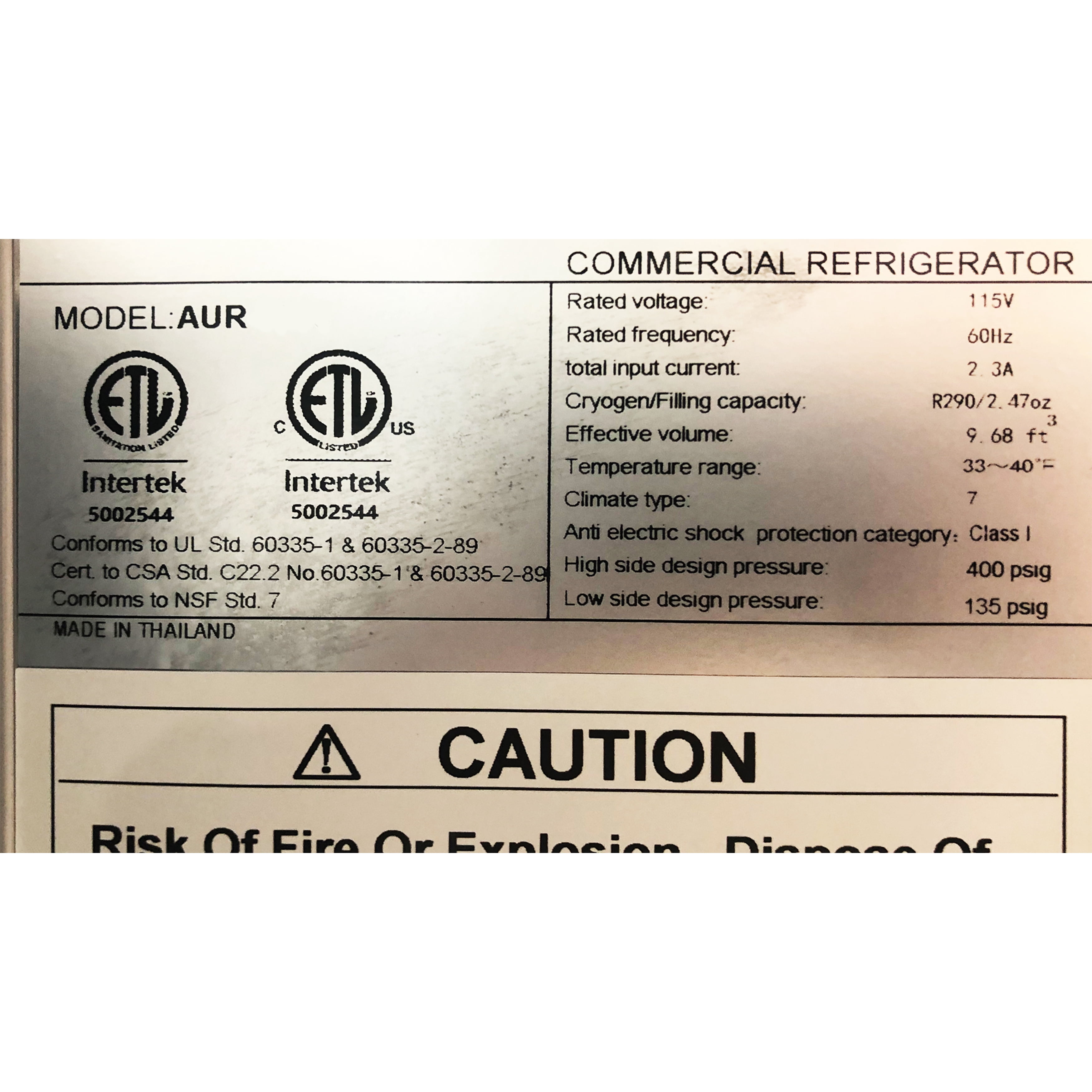 NSF 36 in. Undercounter Refrigerator, 2 Solid Doors Refrigerator 9.7 Cu.Ft. Commercial Undercounter Refrigerator