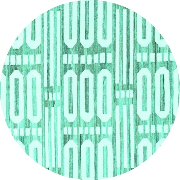 Ahgly Company Indoor Round Solid Turquoise Blue Modern Area Rugs, 6' Round