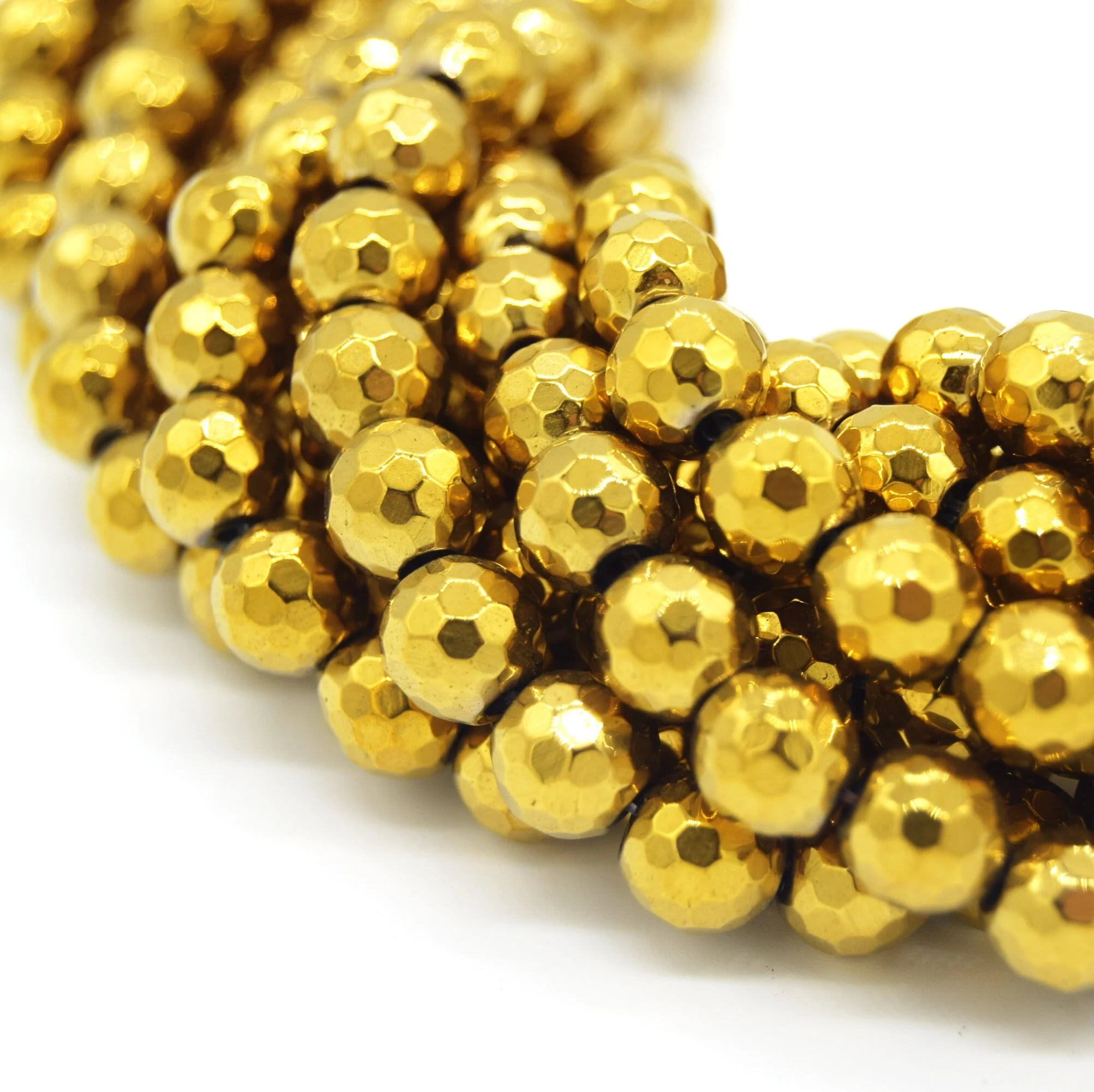 Gold Hematite Hemalyke Beads, Round, Faceted, 4mm, 6mm, 8mm, 10mm, about  15.5” a strand - Dearbeads