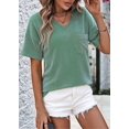 thumbnail image 4 of Womens Summer V Neck Tops Oversized T Shirts Short Sleeve Blouses for Women Dressy Casual Work Outfits Green XL, 4 of 9