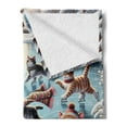 thumbnail image 2 of Ambesonne Cat Fleece Throw Blanket Cottages Ice Skating Kitties 50"x70" Soft Blue Burnt Orange, 2 of 5