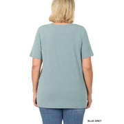 Zenana Women & Plus Relaxed Fit V-Neck Short Sleeve Basic Jersey T-Shirt Tops