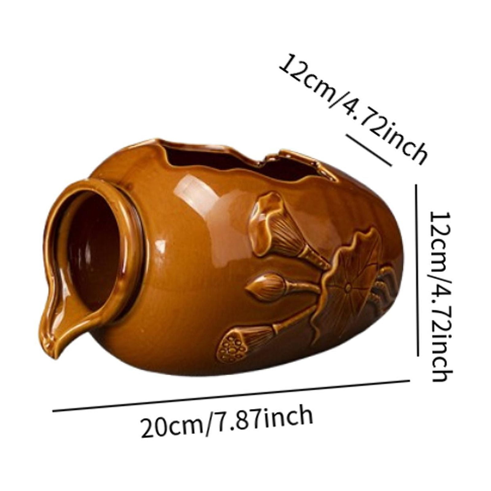 Fancyes Ceramic Circulating Jar Decorative Aquarium Jar Flowing Water Ornament DIY Waterfall Jar for Indoor Outdoor M