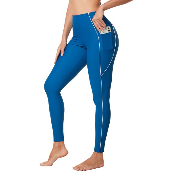 Sociala Women's Full Length Swim Pants with Pockets Tummy Control Swim Bottoms UPF 50