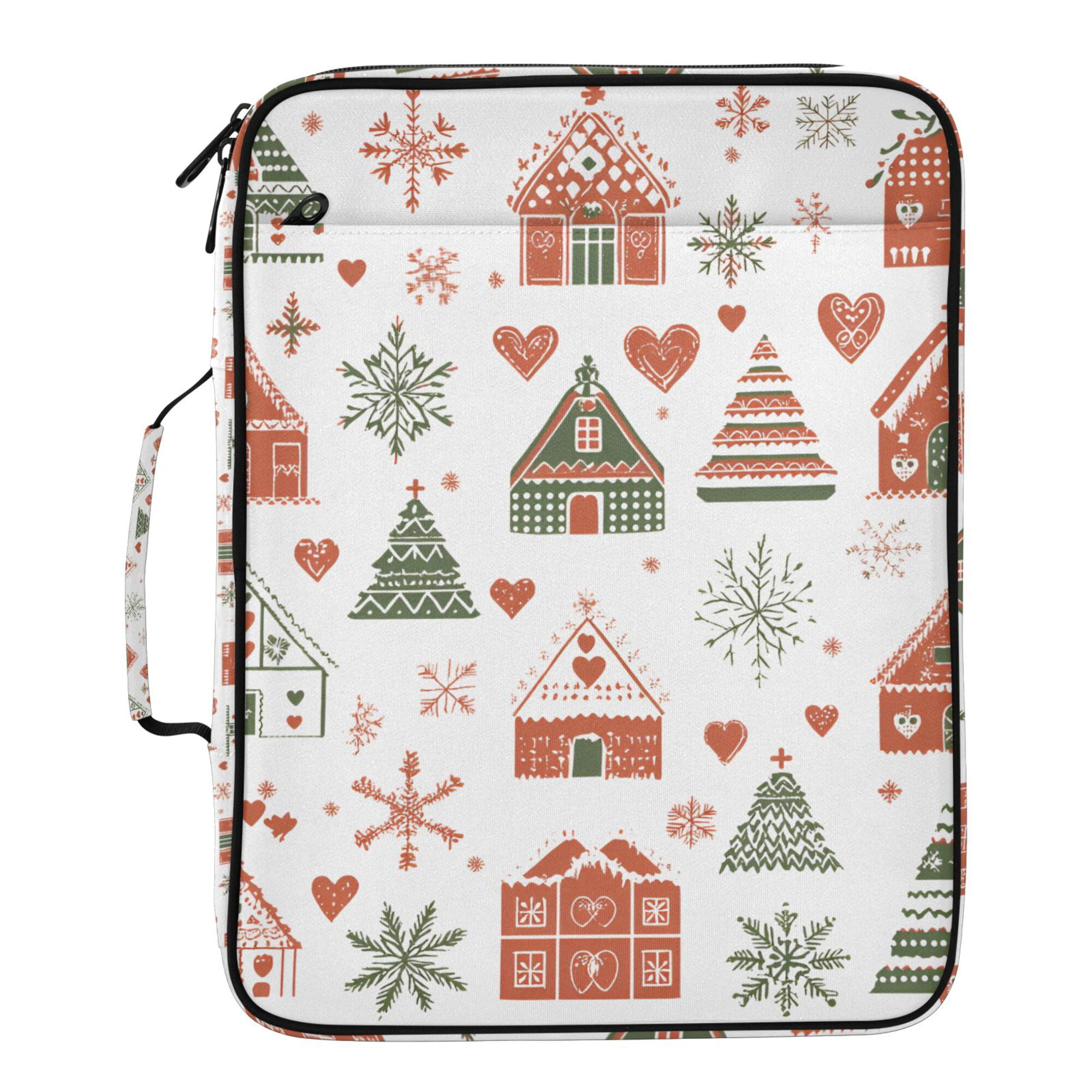 FORMRS Accordion File Folder A4 Size 7-Pocket Expanding Document Organizer Bag with 3 Ring Binder, Orange Nordic Christmas