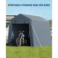 thumbnail image 6 of Mescukay 6x8 FT Portable Outdoor Storage Shed with 2 Roll-Up Zipper Doors & Vents, 240G Heavy-Duty Shelter Waterproof PE Tarp, UV-Resistant Carport for Motorcycle, Firewood, Tools, 6 of 7