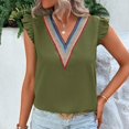 thumbnail image 5 of XFLWAM Womens Contrast Lace V Neck Tank Tops Ruffle Sleeve Summer Blouse Casual Sleeveless Loose Fit Vest Shirts, 5 of 9