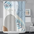 thumbnail image 3 of Abstract Mid Century Bathroom Shower Curtain Bohemian Eucalyptus Leaves Stripes Arch Light Blue Shower Curtain with Plastic hookss Waterproof Fabric Polyester Shower Curtain Home Decor, 72x72 Inch, 3 of 6