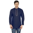 thumbnail image 1 of Kurta Courte en Coton pour Hommes Robe Mode Indienne Vêtements (Bleu Marine, G), 1 of 5