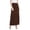 Brown, variant on Women's Casual Foldable Waist Comfy Loose Fit Solid Maxi Skirt S-3XL