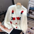 thumbnail image 4 of Cárdigan de piel sintética de visón para mujer, chaqueta de suéter, flor tridimensional, estilo suave, Top suelto, nueva moda, 4 of 5