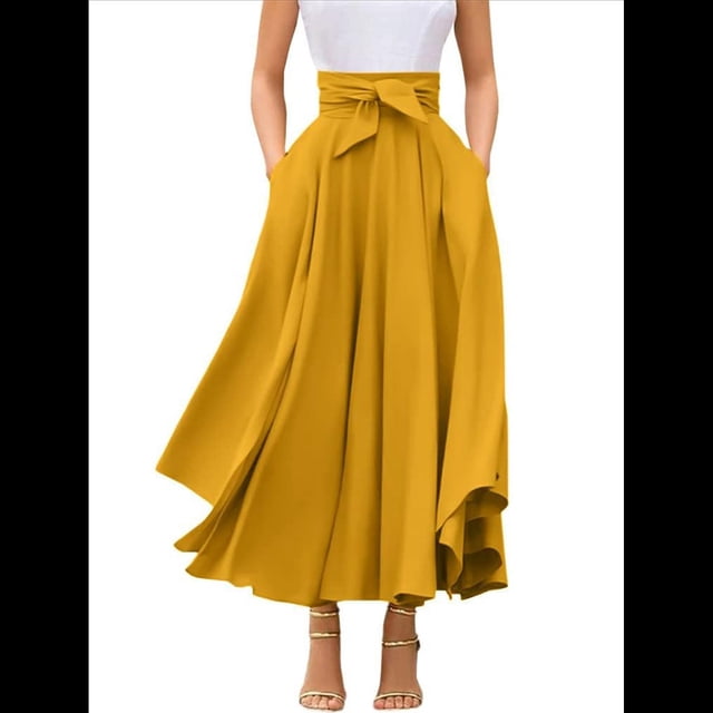 Vestido Bohemio, Elegante, Informal, de Cintura Alta y Estilo Irregular con Bolsillos para Mujer L