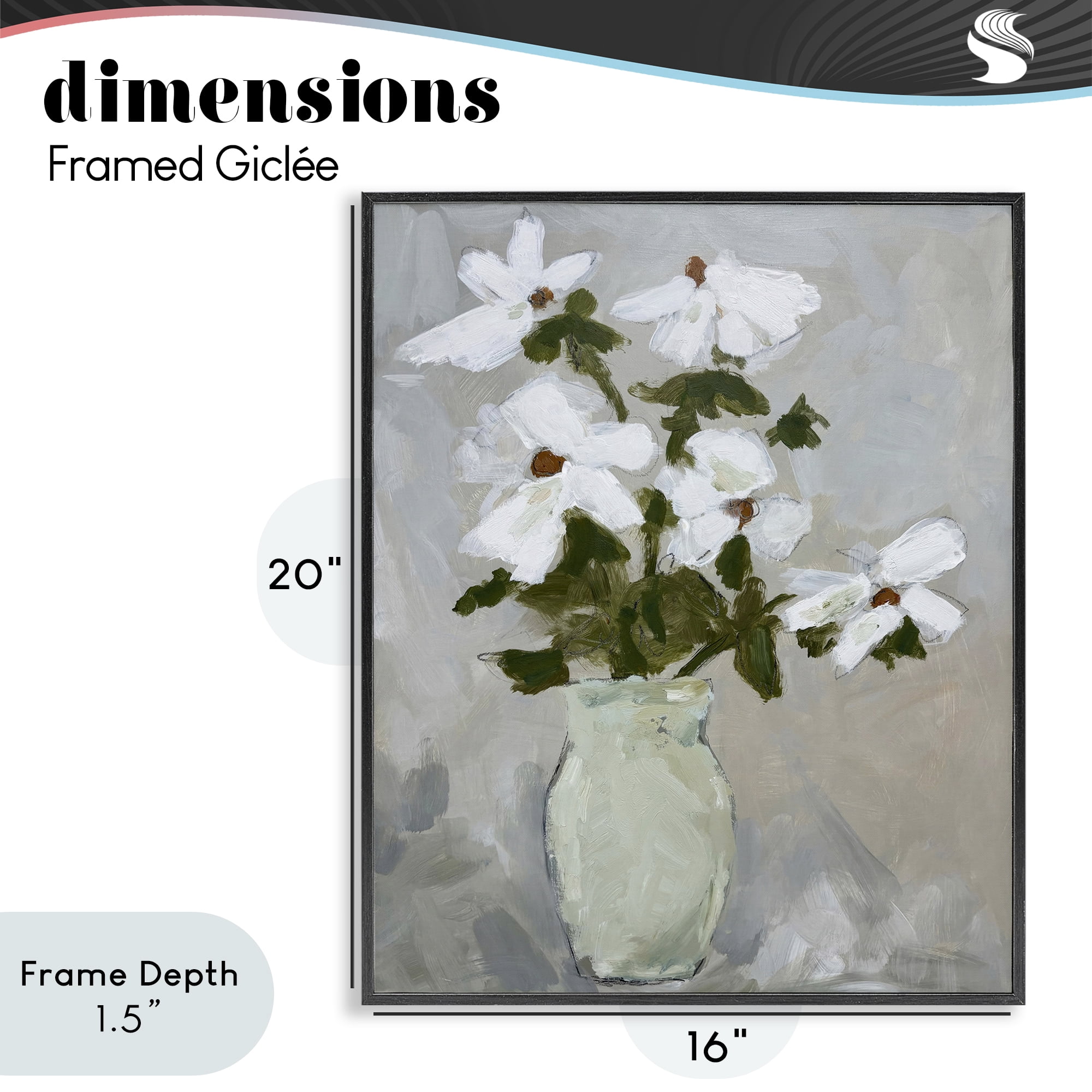 Stupell Industries Cosmos Flowers Serene Rustic Vase Black Framed Giclee Art, design by Chloe Elliot