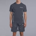 thumbnail image 4 of Ropa Deportiva de seda de hielo para hombre, traje de Fitness para correr, camiseta informal de secado rápido y pantalones cortos, chándal de entrenamiento de 2 piezas, 4 of 4