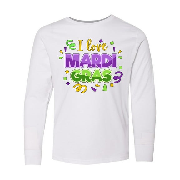 Inktastic I Love Mardi Gras Confetti Long Sleeve Youth T-Shirt