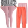 thumbnail image 5 of Girl's Leggings Multipack, 2 Pack Comfy Soft Leggings for Girls 3-12 Years, Stretch Elastic Waist Pull on Pants (11 Years, Orange), 5 of 7