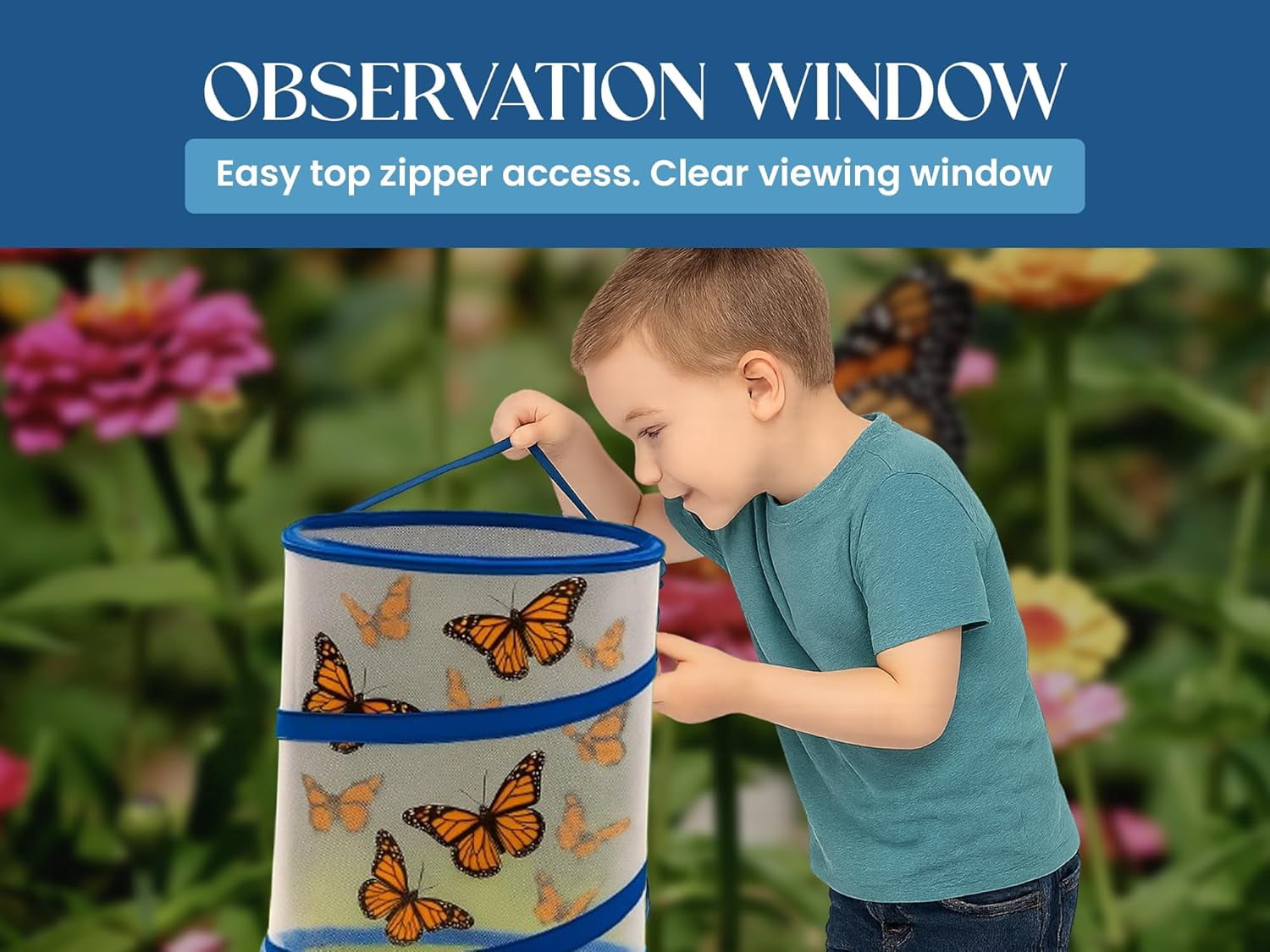 Pop-up Insect and Butterfly Habitat Mesh Cage 18"x12" Clear See Through Butterfly Cage - Large Mesh with Extra Room