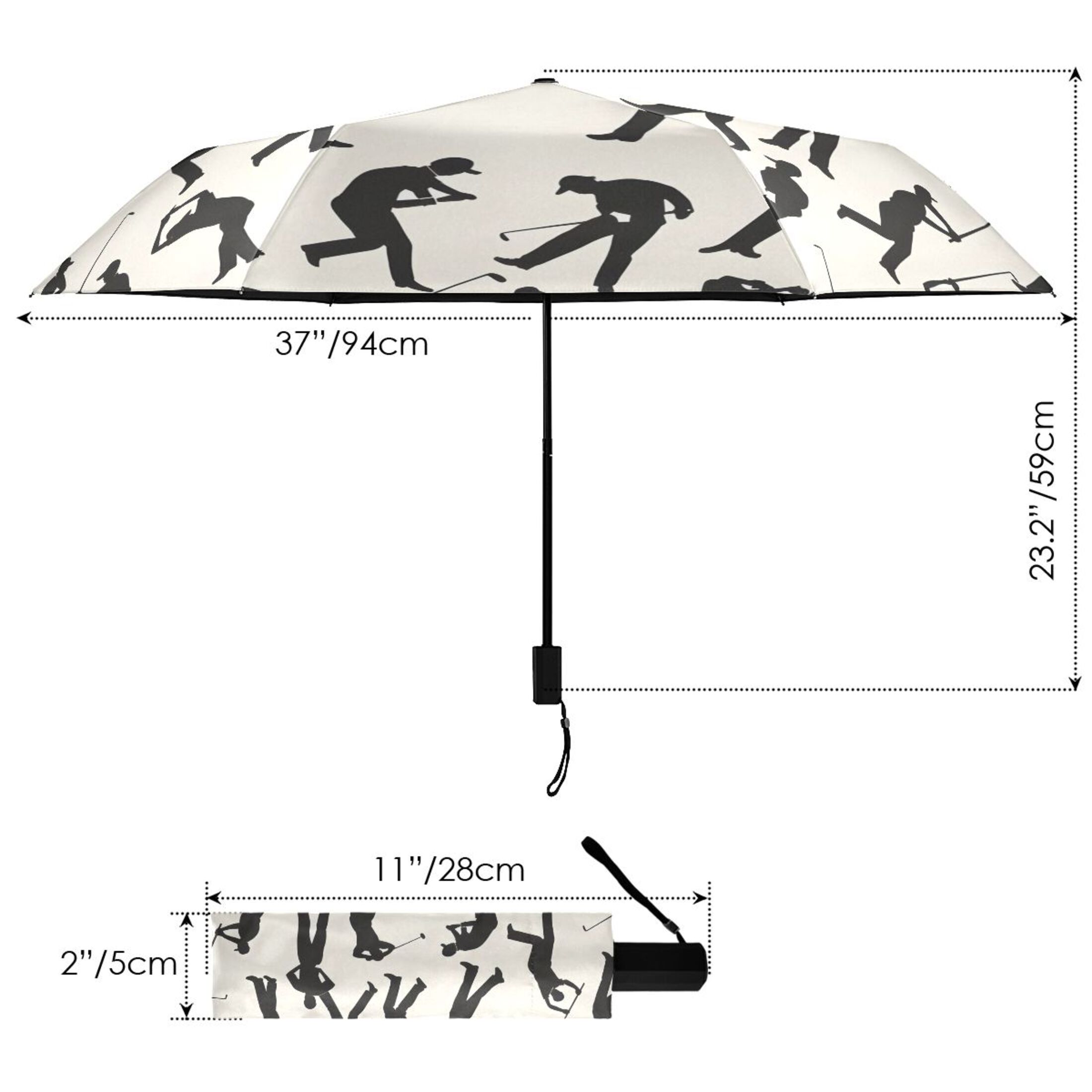 ALAZA Baseball and Player UPF 50+ Compact Folding Umbrella for Rain Travel Umbrella Packable