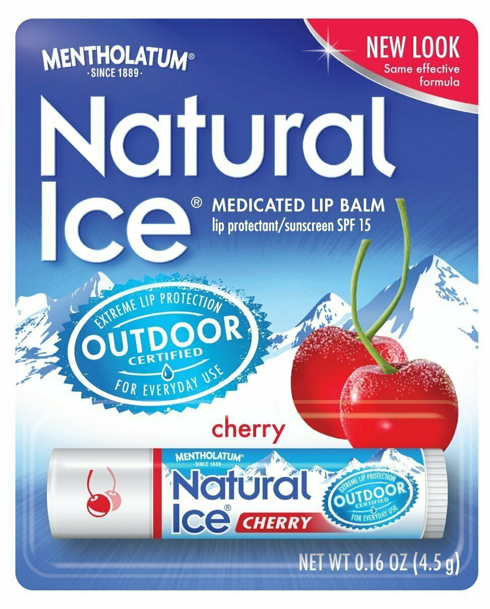 Mentholatum Natural Ice Medicated Lip Protectant SPF 15 CHERRY balm (PACK OF 5)