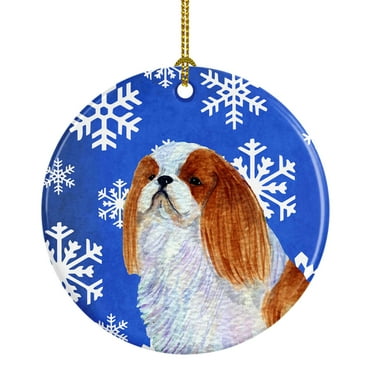 English Toy Spaniel Winter Snowflakes Holiday Christmas Ceramic Ornament SS4645