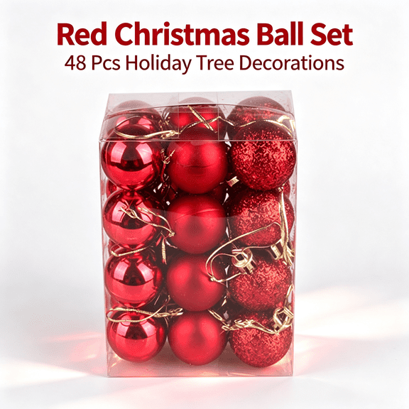 Christmas Ball Ornaments 48 Pcs Classic Shatterproof Set, Lightweight Glitter Hanging Decor for Xmas Tree Home Party Holiday by MPOISVA