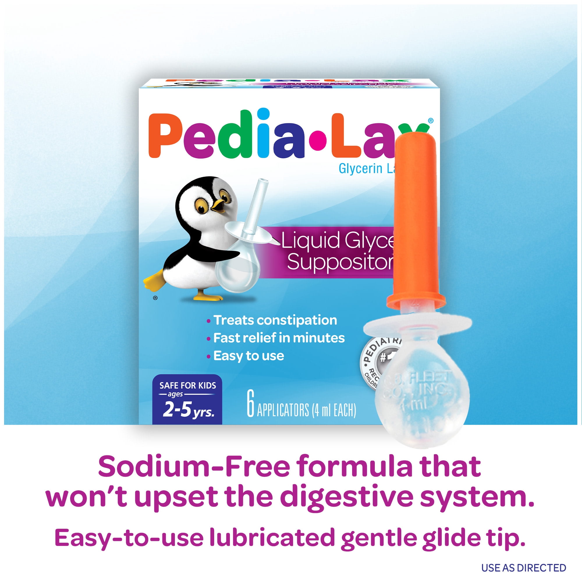 (2 pack) Pedia-Lax Laxative Liquid Glycerin Suppositories for Kids, Ages 2-5, 6 Count