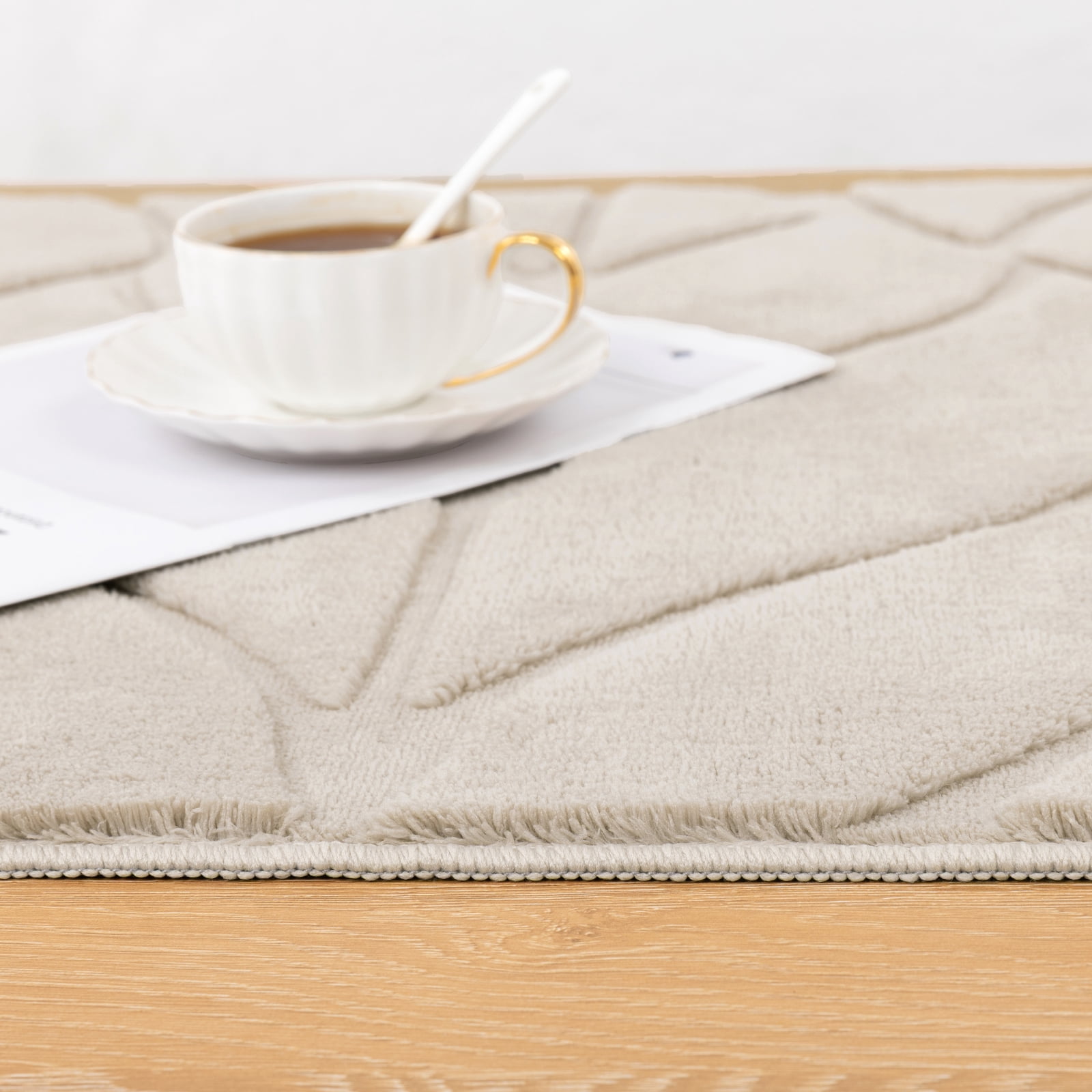 MeyJey 2'x3' Small Shag Area Rug for Living Room Modern High-Low Cut Machine Washable Rugs for Bedroom Dinning Room Office Decor Non-Slip Soft Carpet, Beige