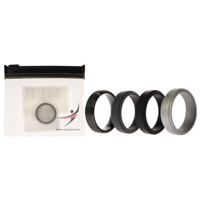 Anillo de boda de silicona con 2 capas - Gris-Negro de ROQ para hombre - Anillo de 8 mm