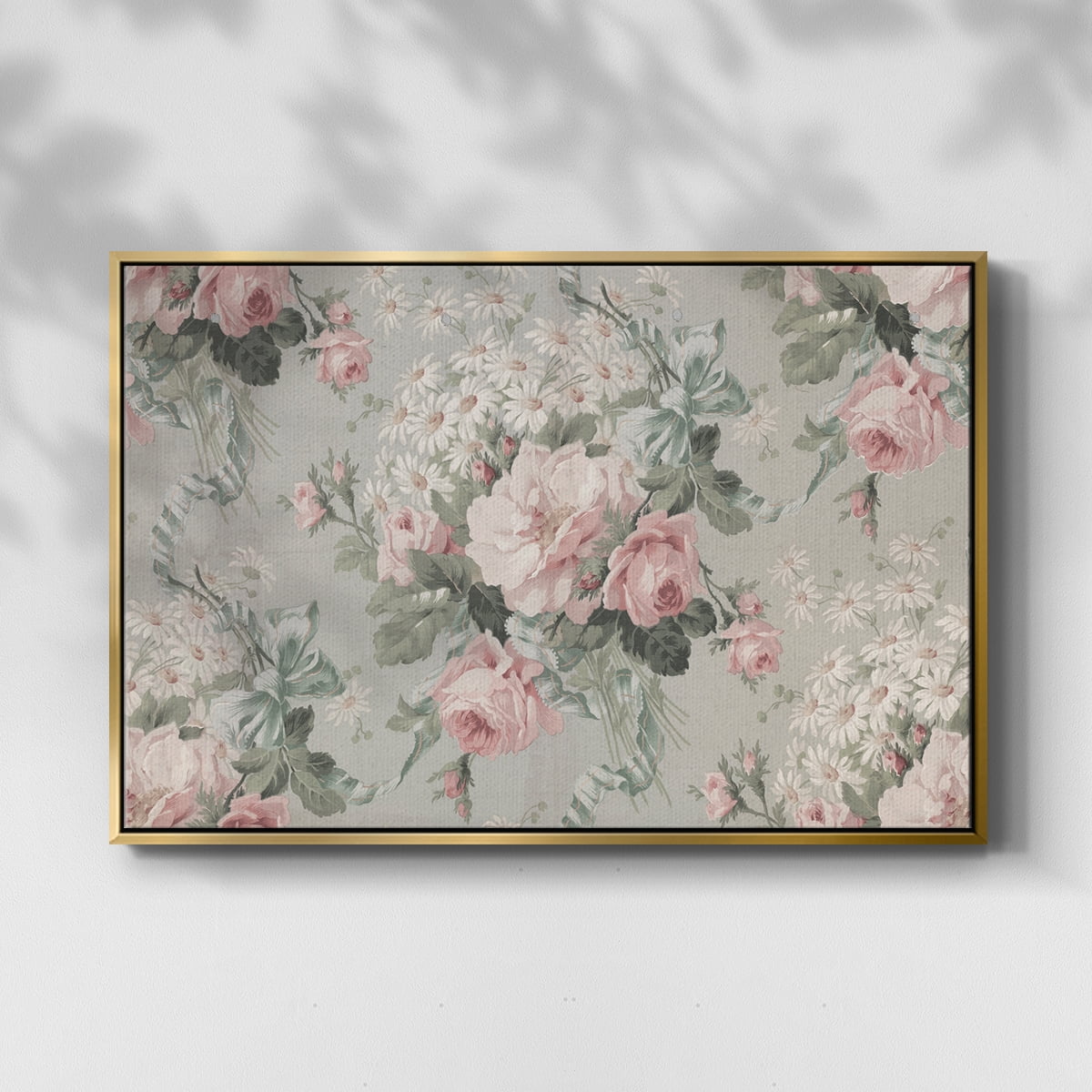 Vintage Abstract Print-XIV Framed in Gold Wood Gallery Wrapped Canvas 17 in. x 25 in.
