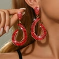 thumbnail image 3 of Sunyuer Long Full Rhinestone Teardrop Crystal Dangle Chandelier Drop Earrings Fashion Jewelry, 3 of 12