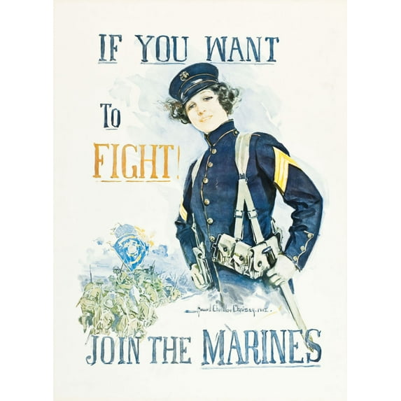 Marine Recruitment Poster 24inx36in (61cm x 91cm) Art Poster 24x36 Square Adults AB Posters