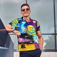 thumbnail image 3 of Lsque Geometry Dash Pattern Golf Shirts for Men Dry Fit Print Moisture Wicking Performance Short Sleeve Polo Shirt-X-Large, 3 of 7