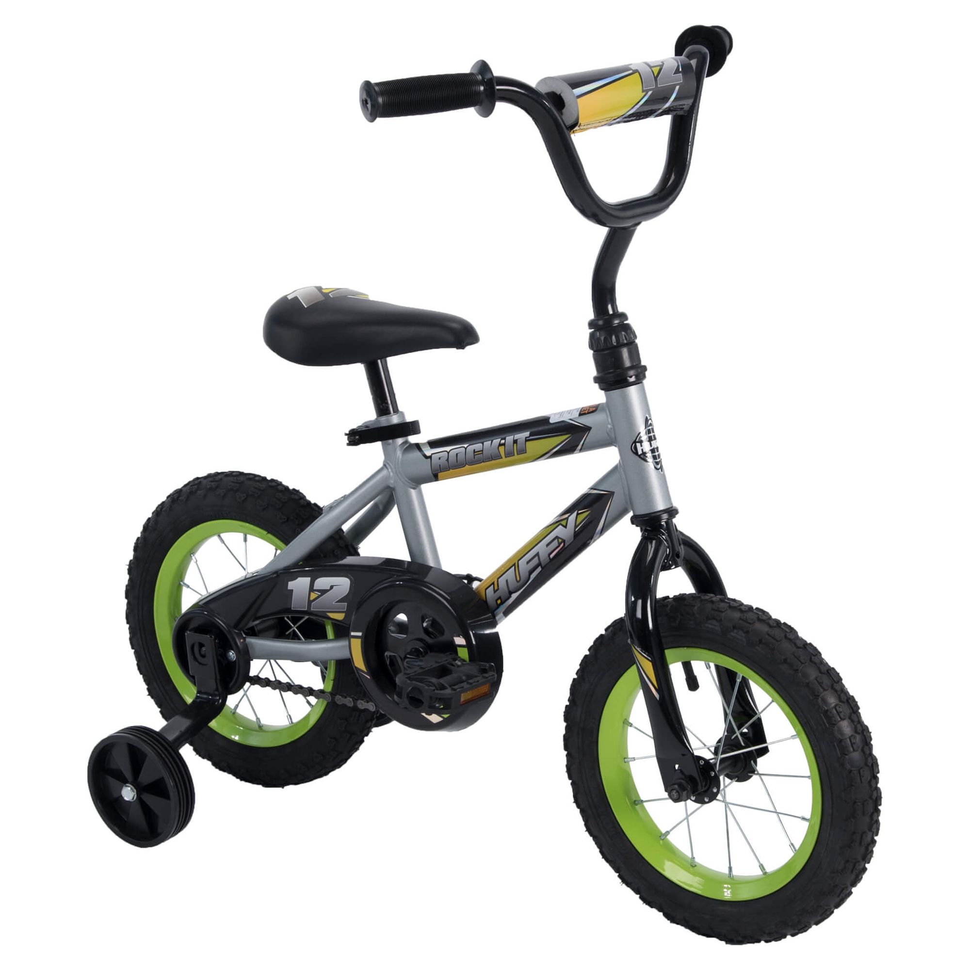 Huffy 12 in. Rock It Kids Bike, for Boys Ages 3 and up Years, Child, Grey Matte and Lime - image 2 of 9