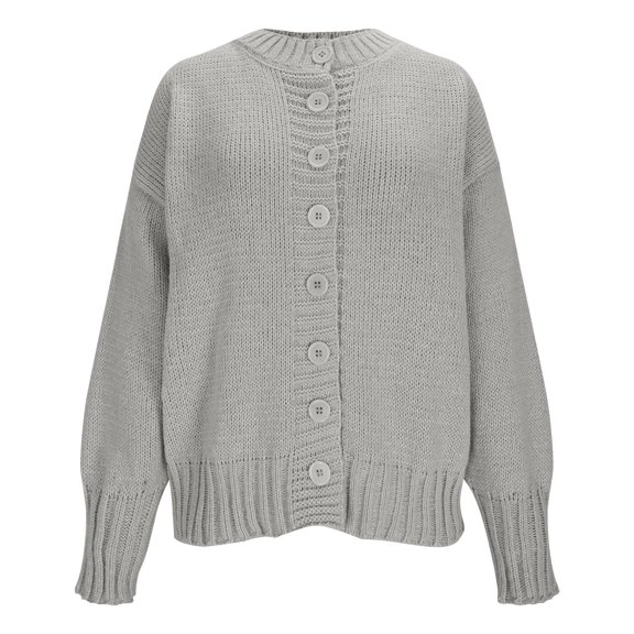 AUNVITO Women's Solid Color Long Sleeve Button Front Knit Cardigan Acrylic Soft Cozy Casual Outerwear